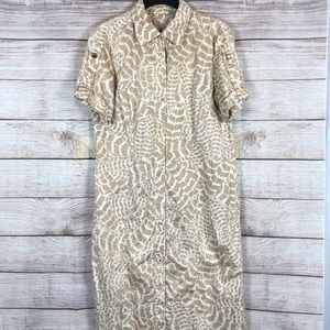 St. John Short Sleeve Collar Shirt Dress